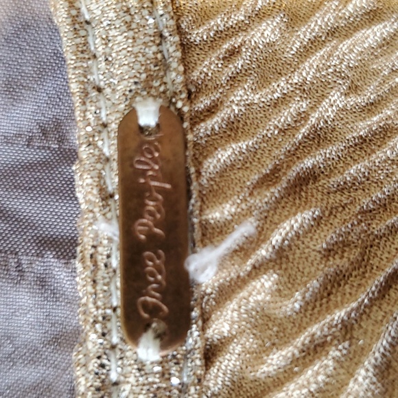 Free People champagne Metallic mini dress size tag missing see measurements EUC - Picture 9 of 9